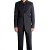 Never The Sinner suit tailored in a belted model with an off-centered vent.