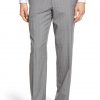 Gray pinstripe suit pants full front view.