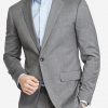 Grey tropical wool suit jacket full front view.