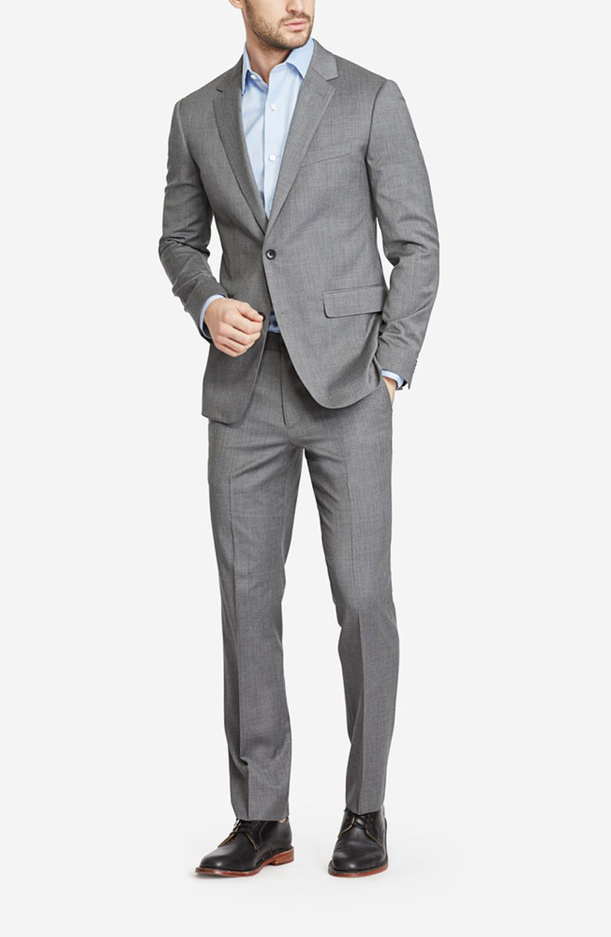Grey tropical wool suit for summer weddings & parties.