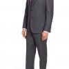 Mens merino wool & cashmere blend suit full side view.