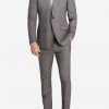 Mens pure new wool suit in light grey. A full front view.