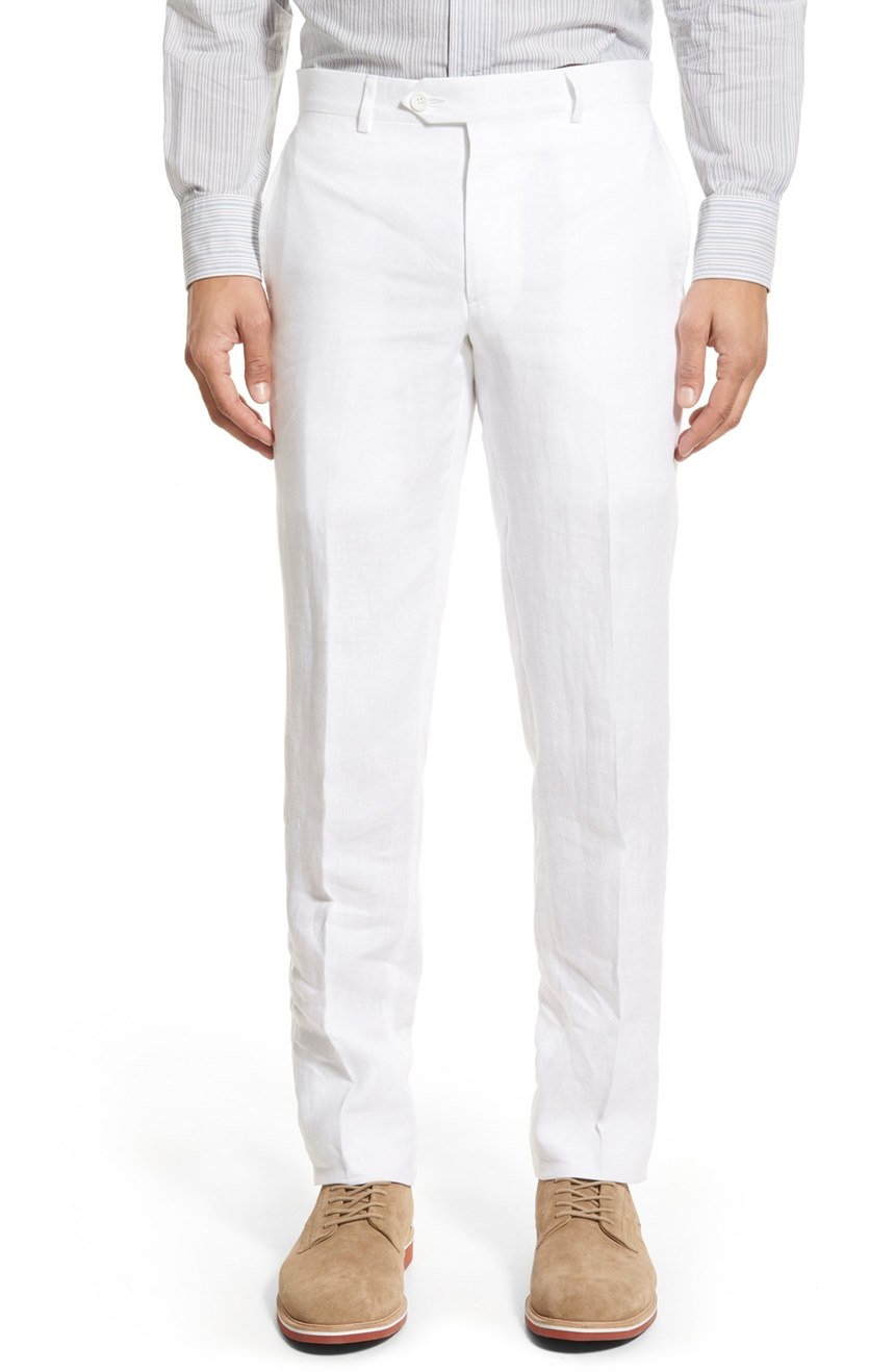white linen pants full front view