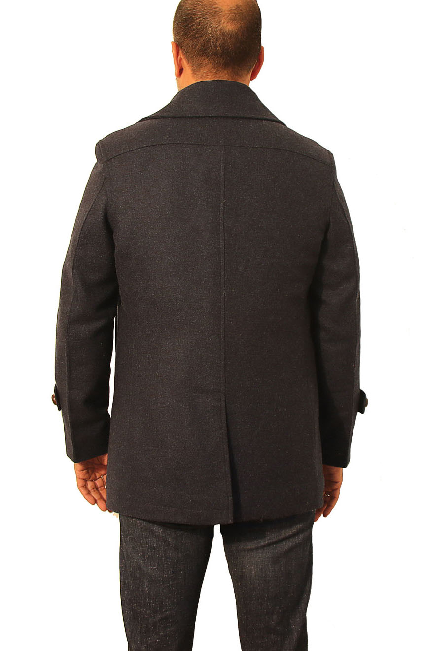 men's car coat in wool full back view