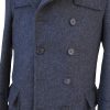 men's double breasted long peacoat buttons view