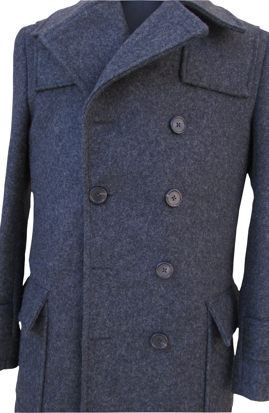 men's double breasted long peacoat buttons view
