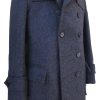 men's double breasted long peacoat full side view