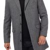 men's wool herringbone topcoat in grey