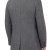 men's wool herringbone topcoat in grey full back view
