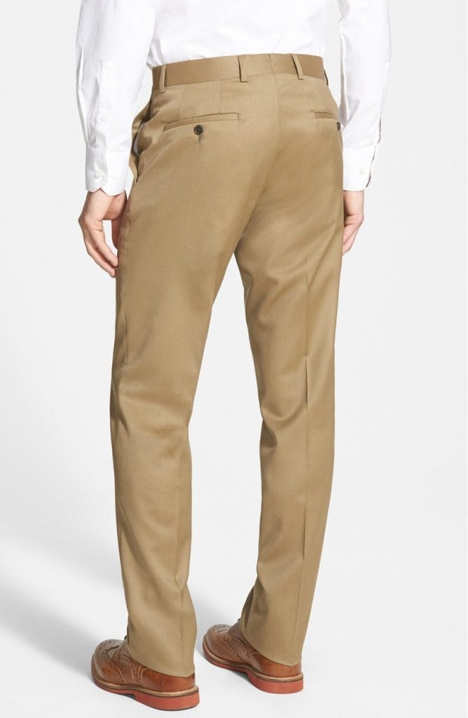 Men's tan wool dress pants tailored in merino wool Baron Boutique