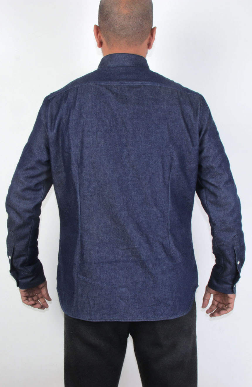 Fleece-lined denim shirt full back view