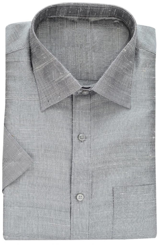 Gray raw silk shirt in summer style silk shirts | Baron Boutique