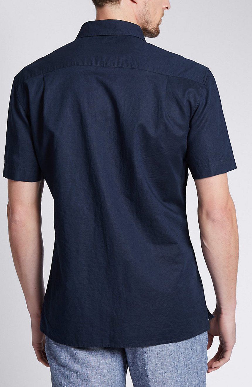 Men's linen cotton shirts full back view.