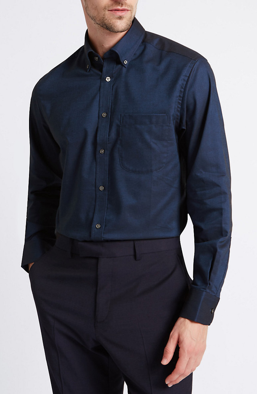 Men's linen shirts in dark blue.