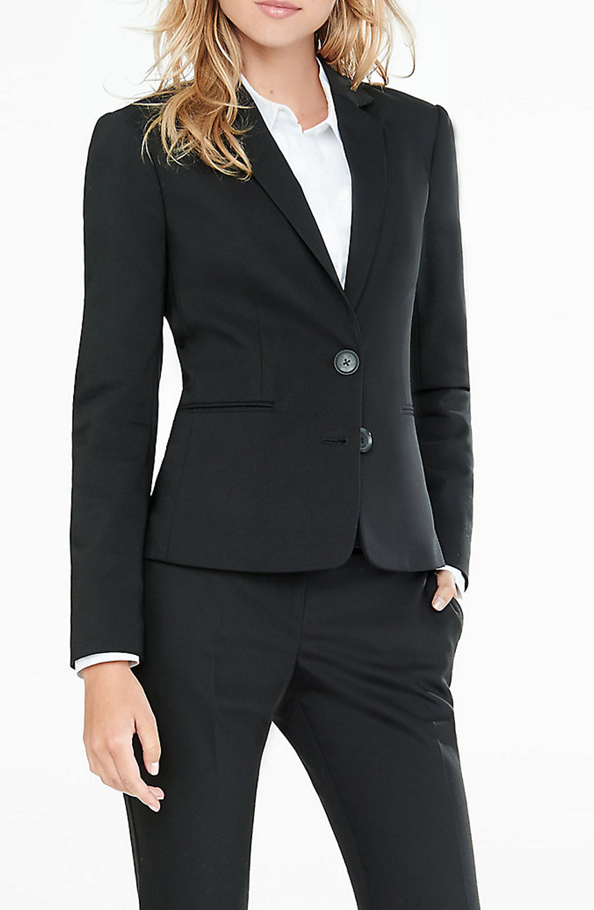 Black suit for women.