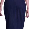Navy blue striped skirt for women a full back view