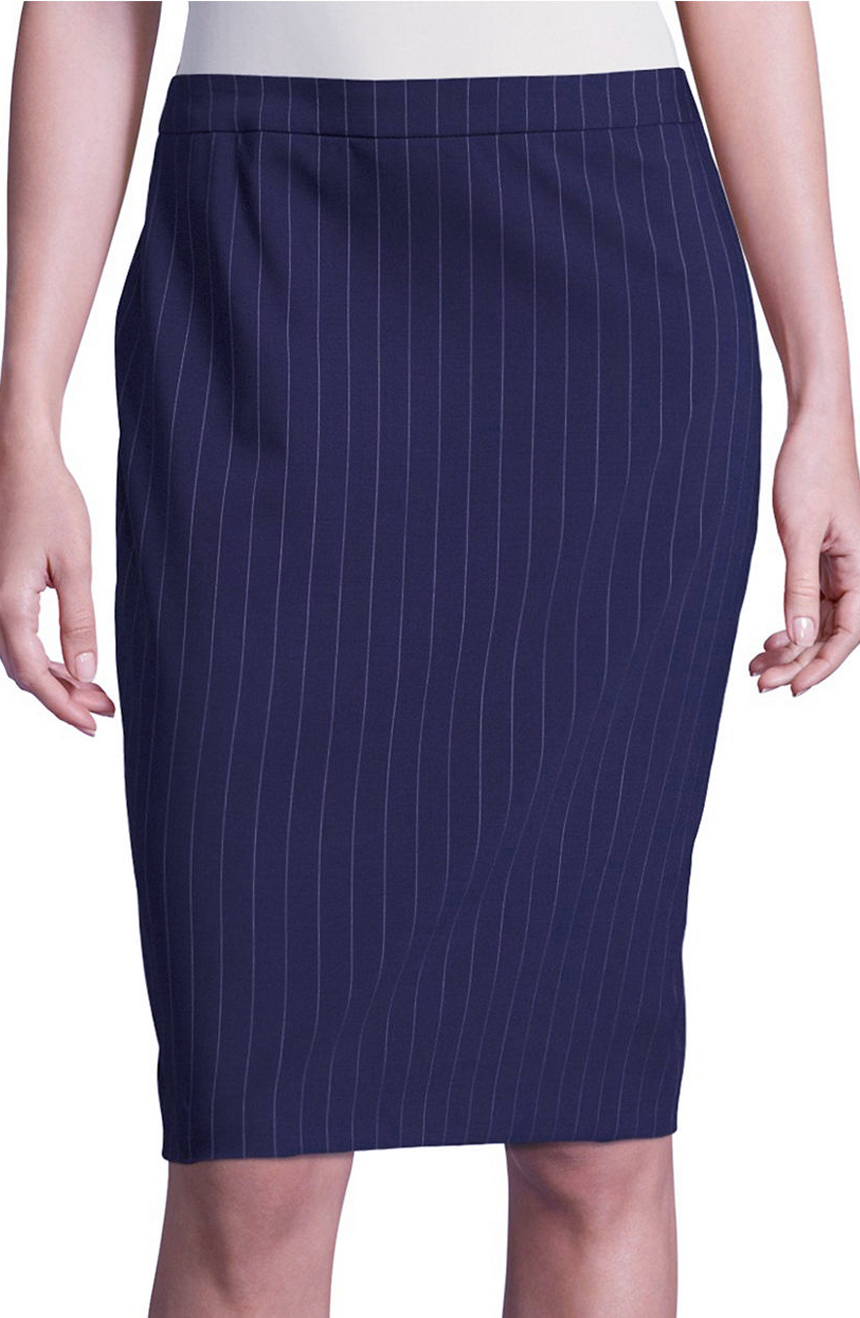 Navy blue striped skirt for women.