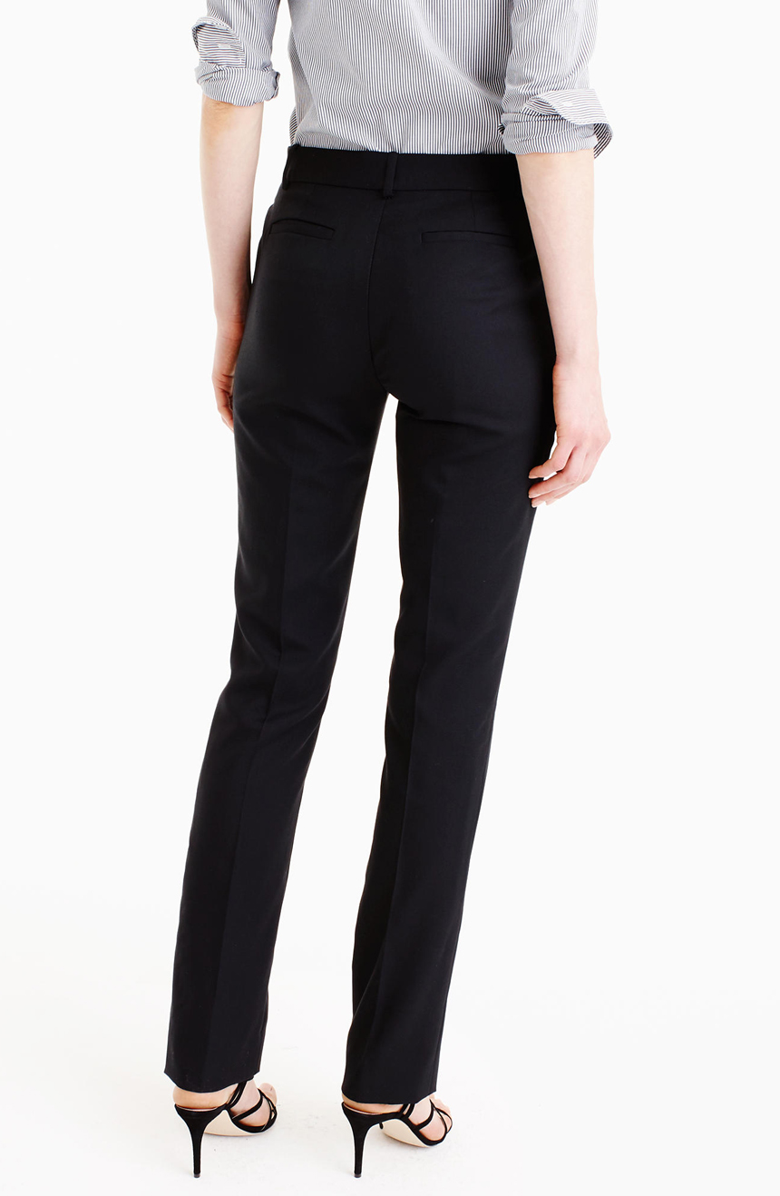 Women's straight leg formal pants full back view.