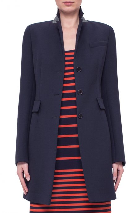 Womens tailored fitted coat in a vented style suitable for long winter.