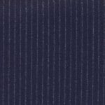 Super 130s 100% worsted wool cloth in navy with narrow chalk stripes brushed suitable for suits, dresses, coats, vests, pants, and skirts.
