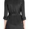 Silk shirt dress womens in crepe silk with a belted waist and long sleeves full back view.