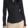 Womens black shirt with collar in cotton.