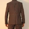10th Doctor Who brown pinstripe suit jacket full back view.