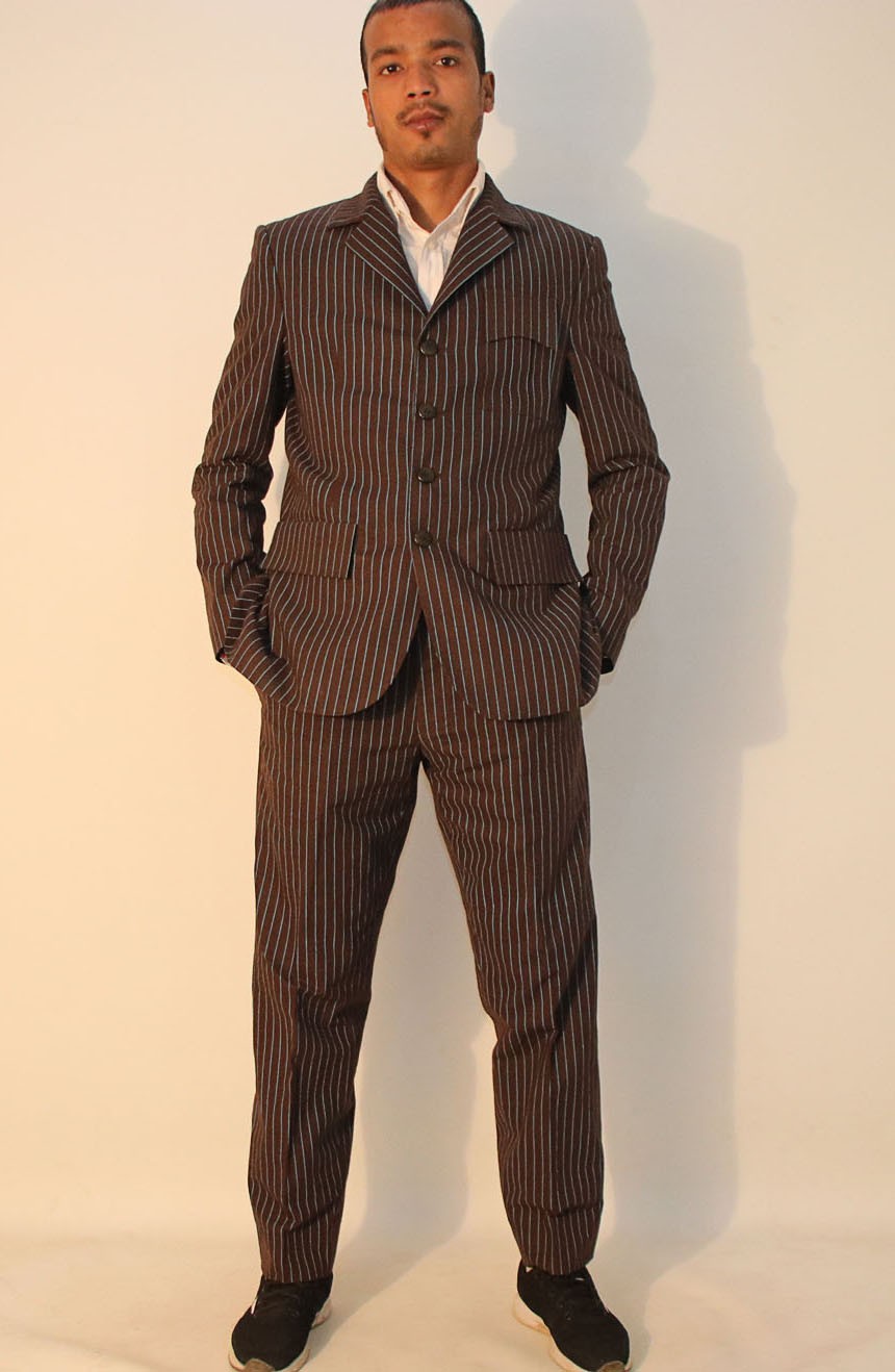 10th Doctor Who brown pinstripe suit.