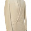 11th Doctor Who white pool party tuxedo jacket in double-breasted closure, a full side view.