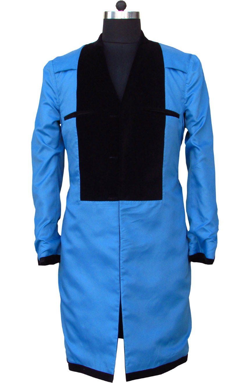 12th Doctor black velvet frock coat for Peter Capaldi cosplay, a full coat interior view.