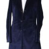 12th Doctor navy blue velvet coat for Peter Capaldi cosplay, a full front view.