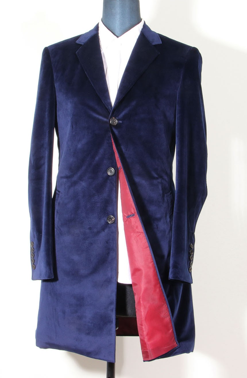 12th Doctor navy blue velvet coat for Peter Capaldi cosplay.