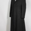 Keanu Reeves black trench coat from the Matrix 3, a full side view.