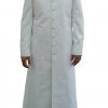 White long coat Neo style inspired by The Matrix Reloaded, a full front view.