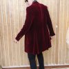 Womens burgundy velvet coat replica from the 12th Doctor Who side view.