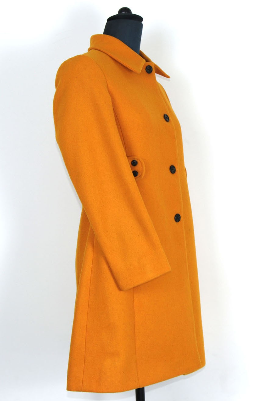 Womens dress coats for winter in Melton wool full side view.
