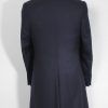 Womens navy Crombie coat replica from Spectre in 007 James Bond style a full back view.