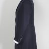 Womens navy Crombie coat replica from Spectre in 007 James Bond style a sleeve buttons view.