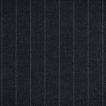 Super 130s 100% merino wool 9 oz in charcoal pinstripe ideal for suits, jackets, dresses, pants, skirts, and blazers.