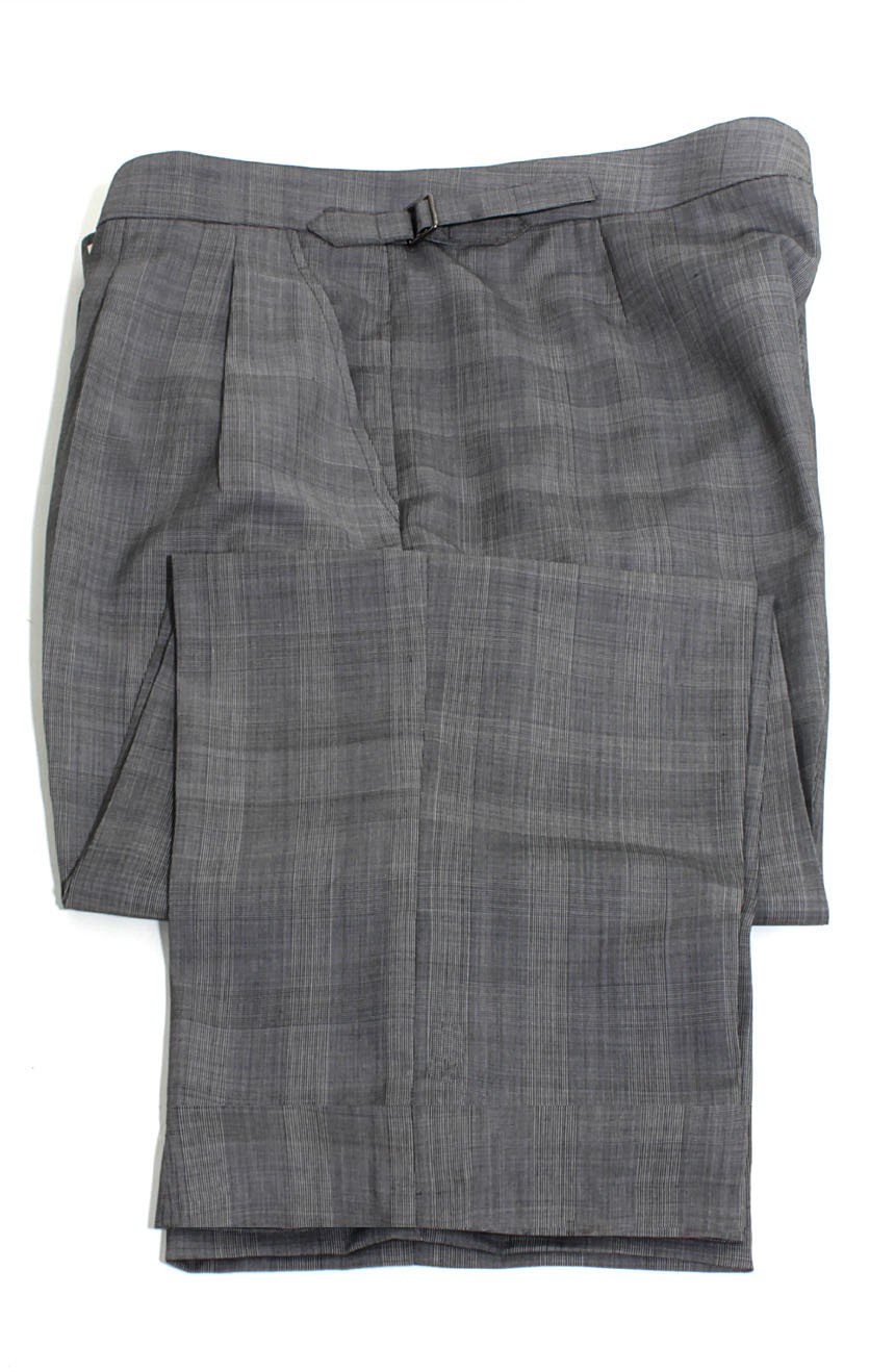 Cary Grant North By Northwest suit pants in grey glen plaid. A full front view.