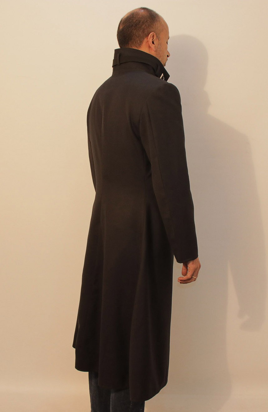 Darker Than Black Hei cosplay trench coat. A full side view.