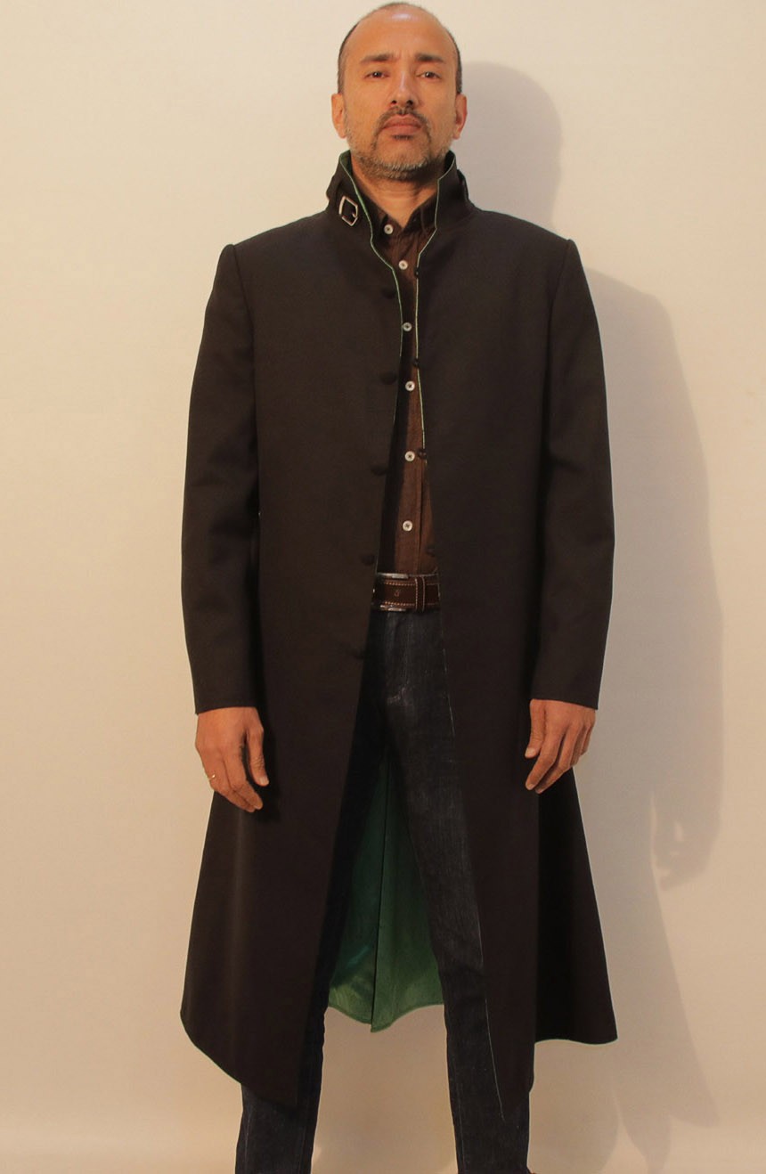 Darker Than Black Hei cosplay trench coat. A full front view.