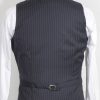 James Bond navy pinstripe 3-piece suit from Casino Royal final scene. Suit vest full back view.