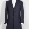 James Bond coat in navy blue from Spectre, a full front view.