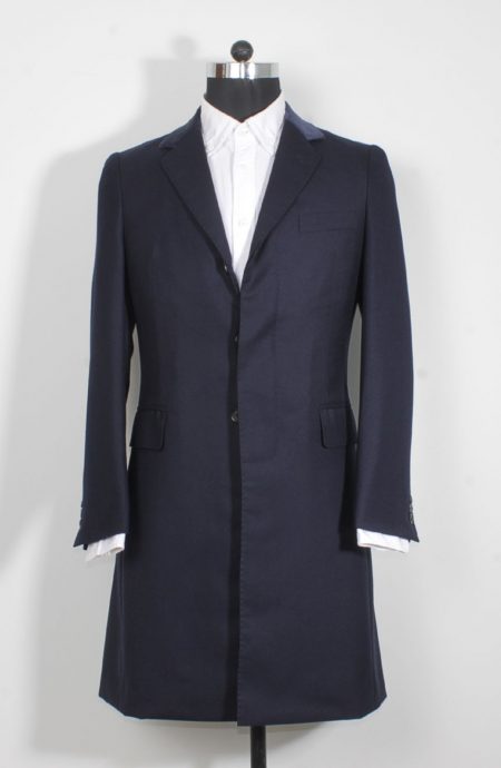 James Bond coat in navy blue from Spectre, a full front view.