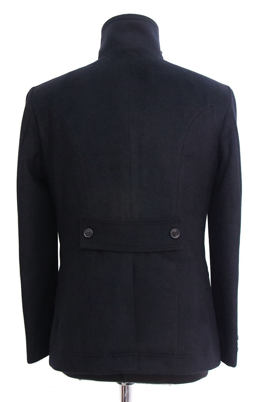 Mens fitted peacoat black inspired by Quantum Of Solace ending scene. A full-back view.