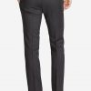 Men's dark grey notch lapel 3 pieces suit pants back view.