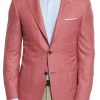 Mens pink blazer, full front view.