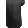 Mens handmade satin silk necktie in solid black color.