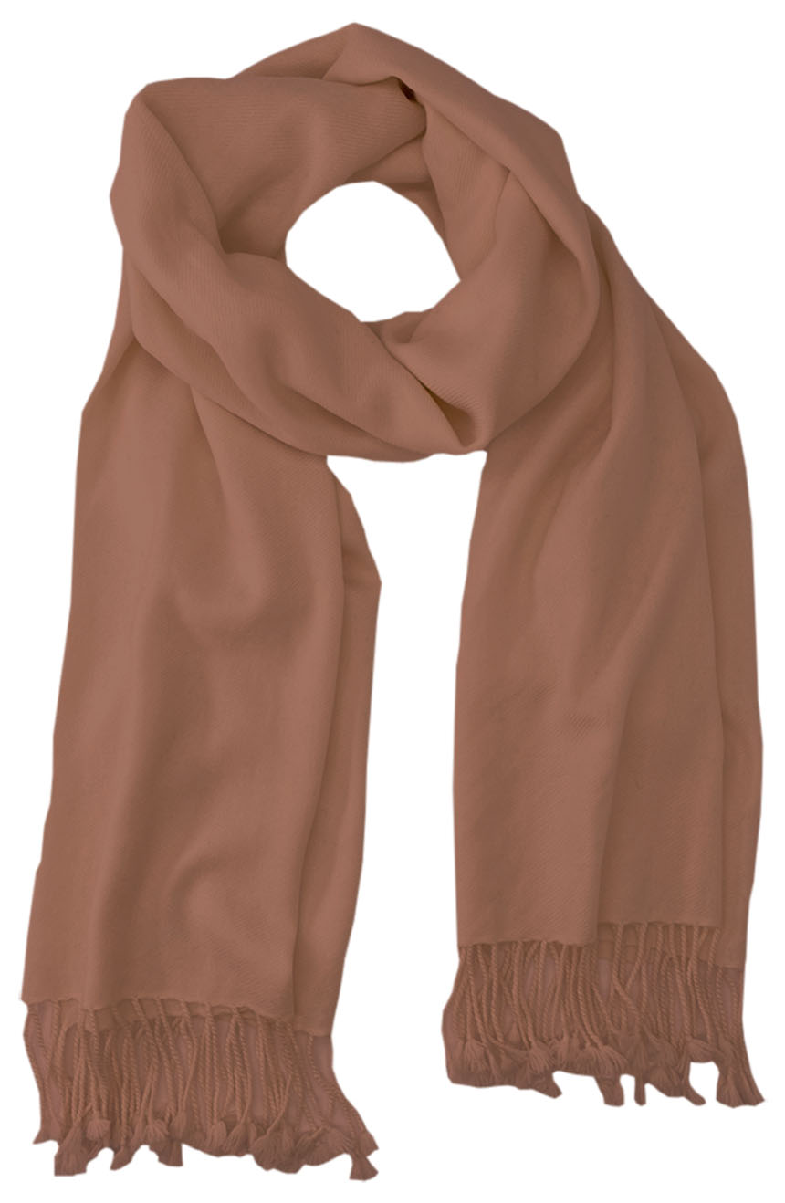 Beaver cashmere pashmina and silk blend full-size shawl in single-ply twill weave with 3 inches tassel. 